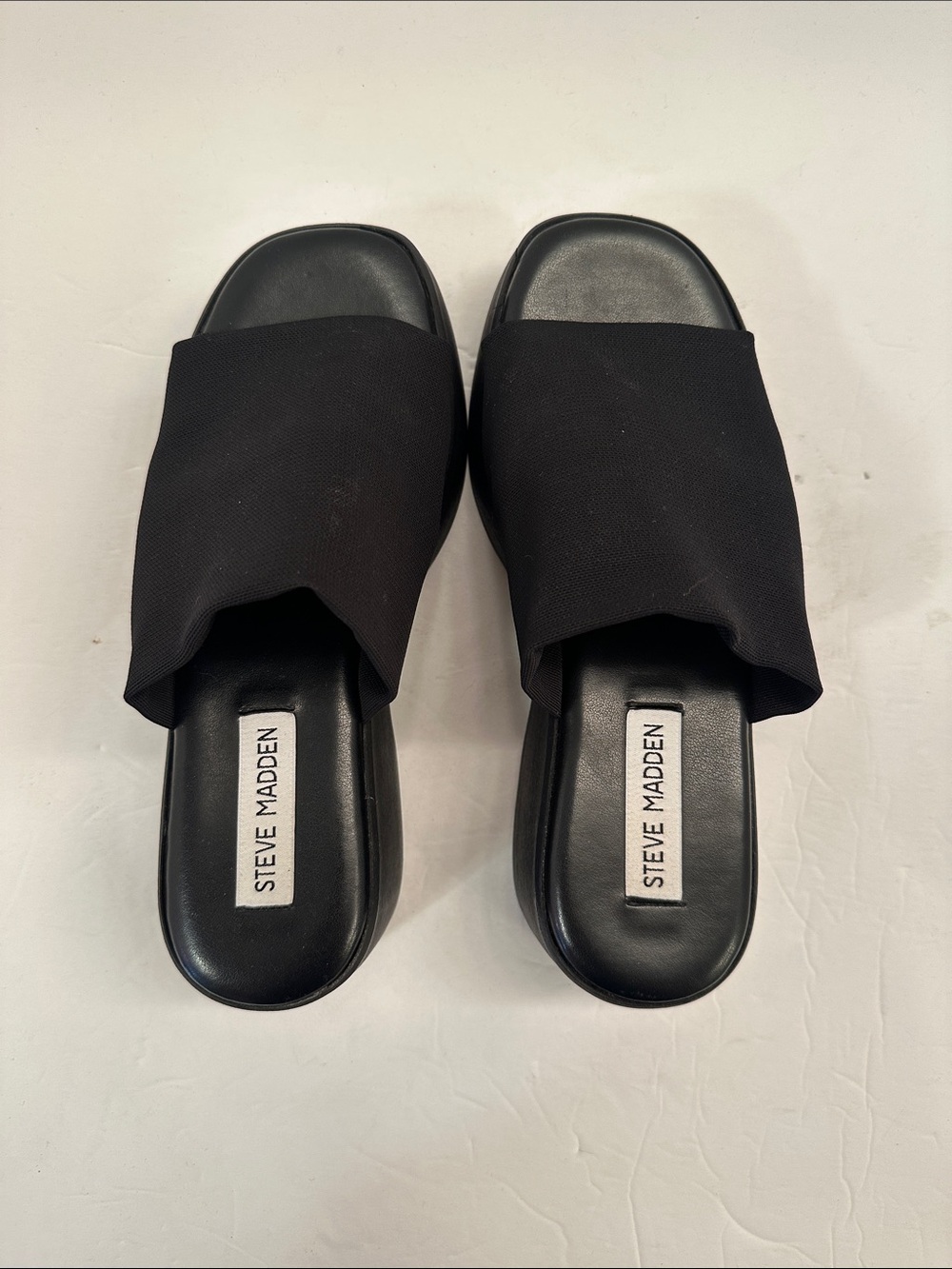 Steve Madden Black Low-Heel Slide Sandals